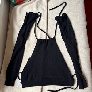 EMILY DAWN LONG x MARIA DORA I Contain Multitudes multi-way halter top in black